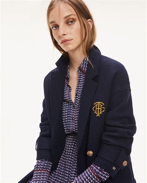 blazer azul marino tommy hilfiger mujer